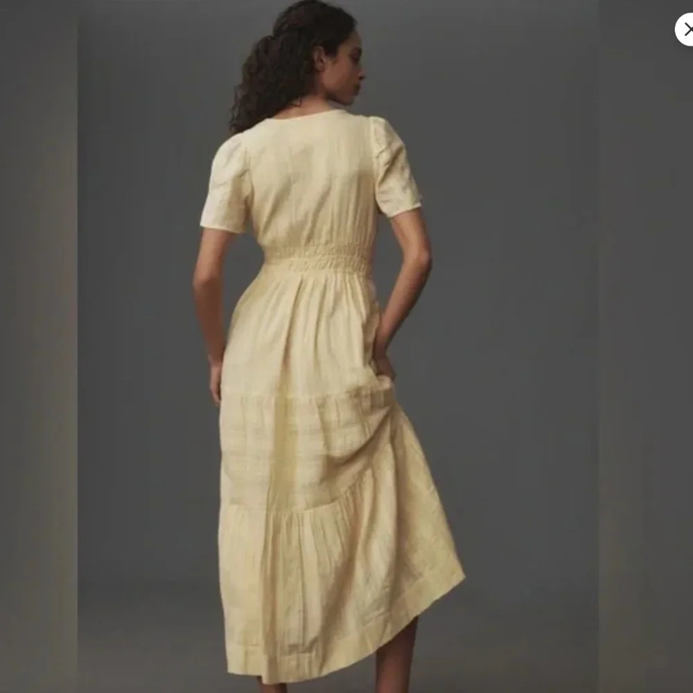 Anthropologie Somerset Butter Yellow Cotton Maxi Dress Size L - Picture 2 of 9